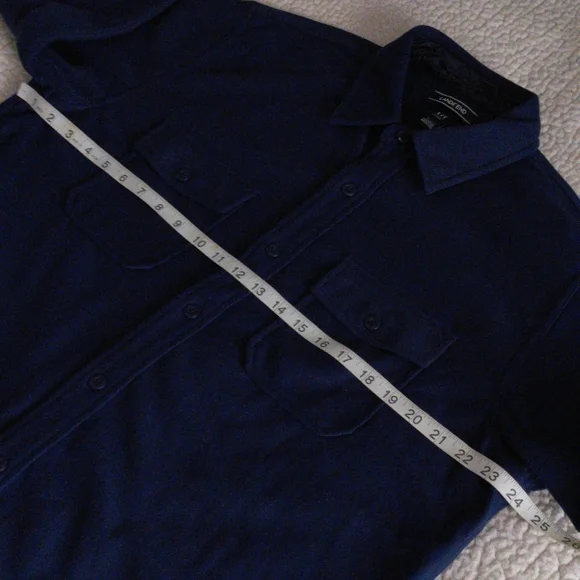 Lands' End Men's Large Tall Fleece Navy Blue Button Down Shirt - Picture 7 of 15